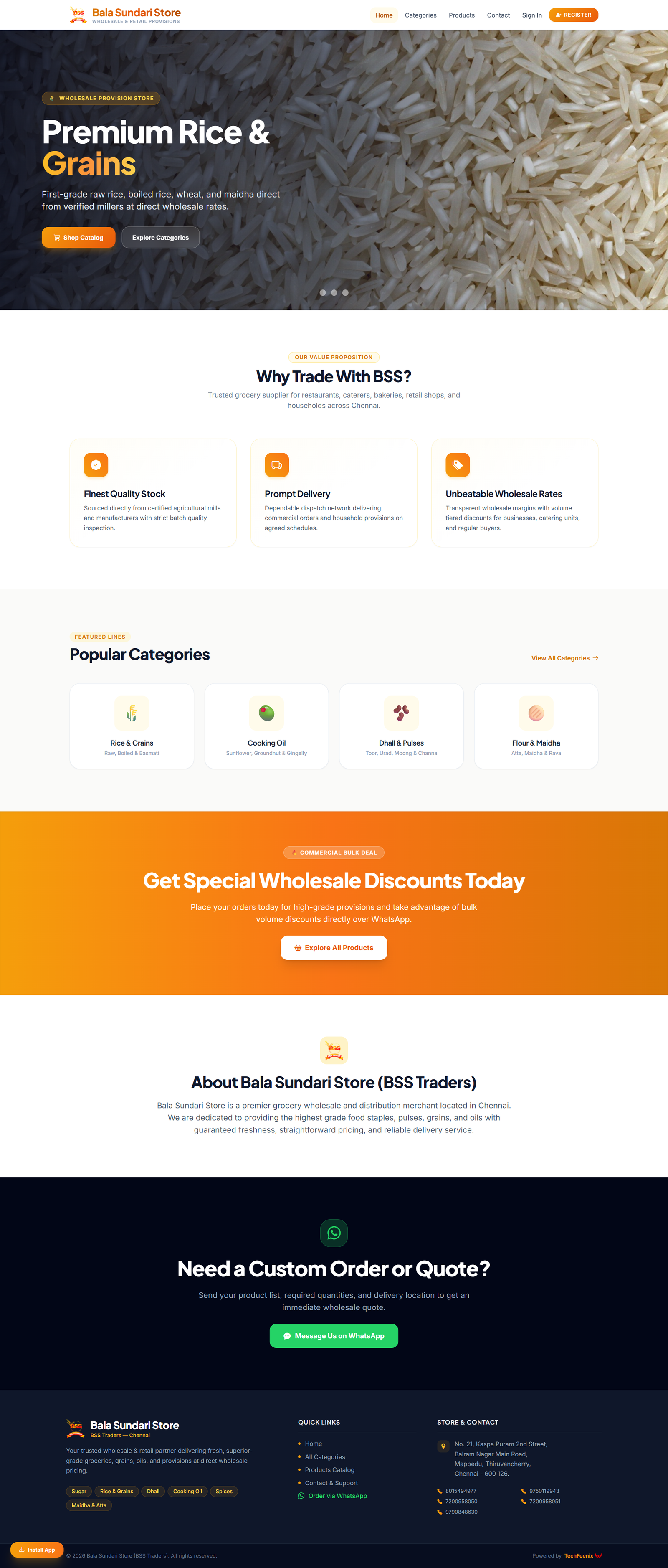 Bala Sundari Store — wholesale provisions e-commerce site